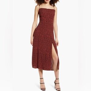 Leith Red and Black Midi Dress